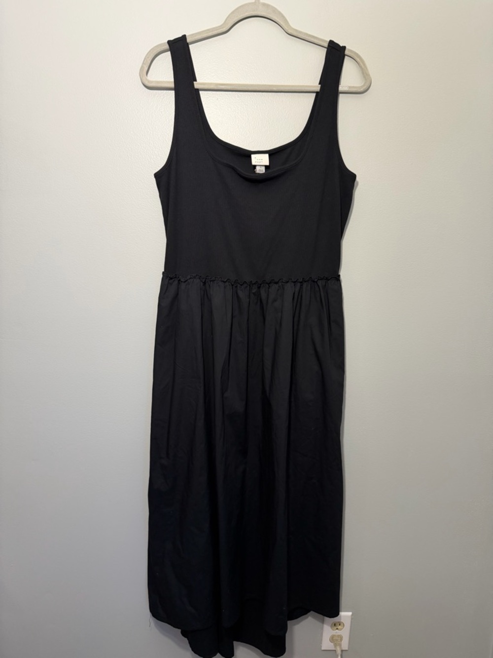 a new day Black Tank Midi Dress with Gathered Waistline